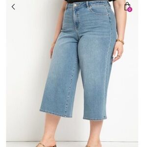 Eloquii Cropped Wide Leg Jeans Light Wash 14 C